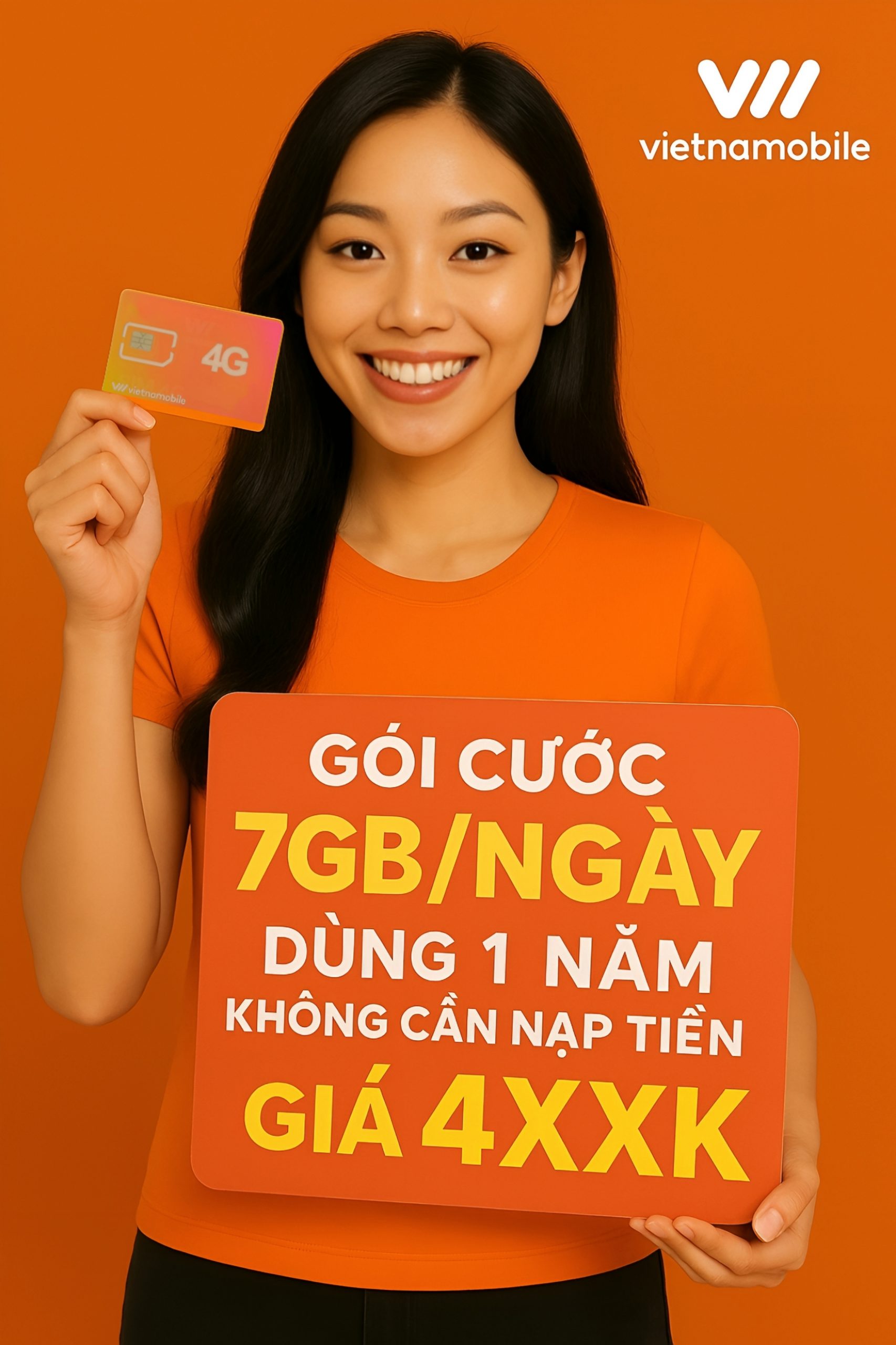 Sim Data Vietnamobile 7gb/ngày trọn gói 12 tháng